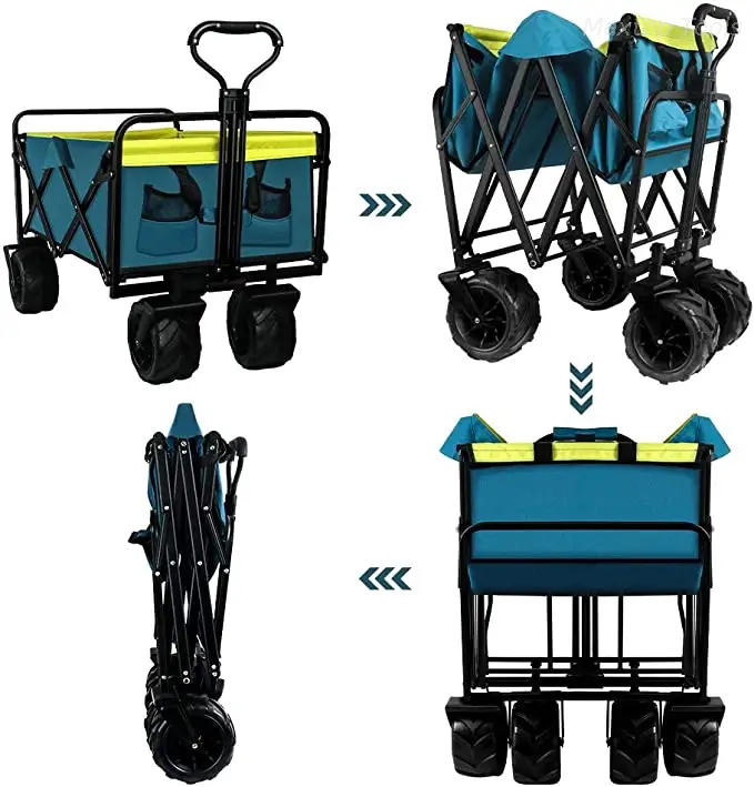 Carro de playa plegable, carrito de playa utilitario, carrito para exteriores, carrito para acampar al aire libre