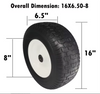 Neumático y rueda de 16x6,50-8, repuesto para cortacésped, remolque de jardín y tractor de césped