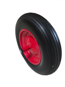 Neumático sin cámara sólido con llanta de metal, ruedas de espuma de PU 3.50-8 para carretilla con rodamiento