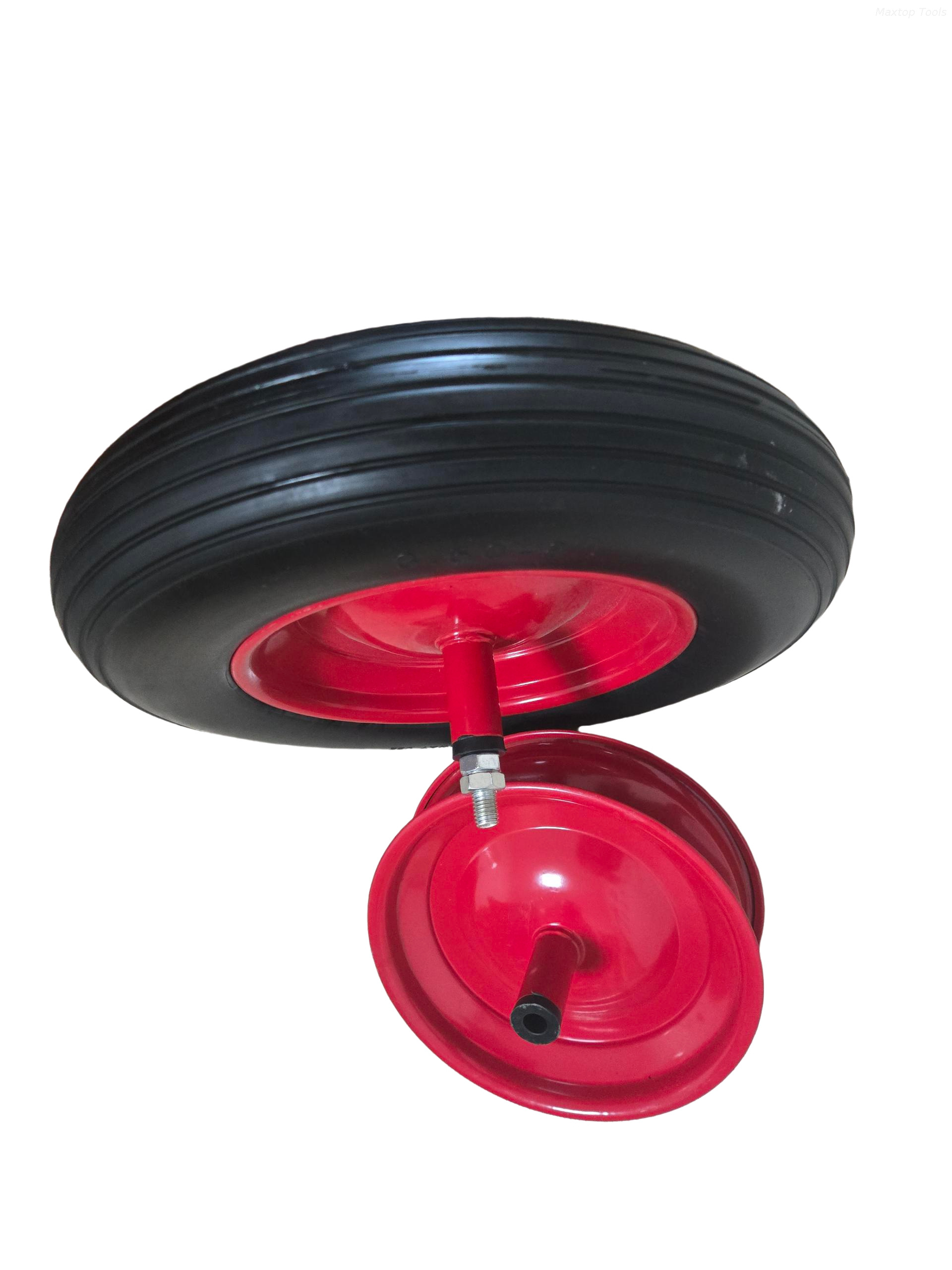 Neumático sin cámara sólido con llanta de metal, ruedas de espuma de PU 3.50-8 para carretilla con rodamiento