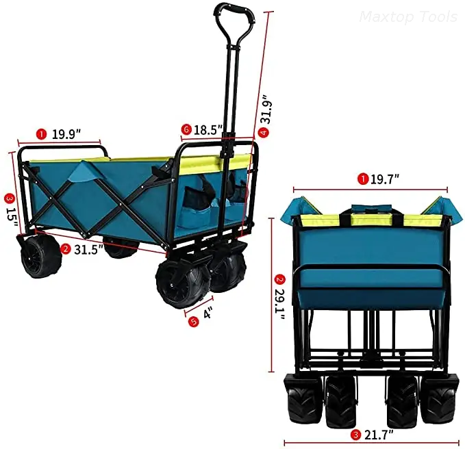 Carro de playa plegable, carrito de playa utilitario, carrito para exteriores, carrito para acampar al aire libre