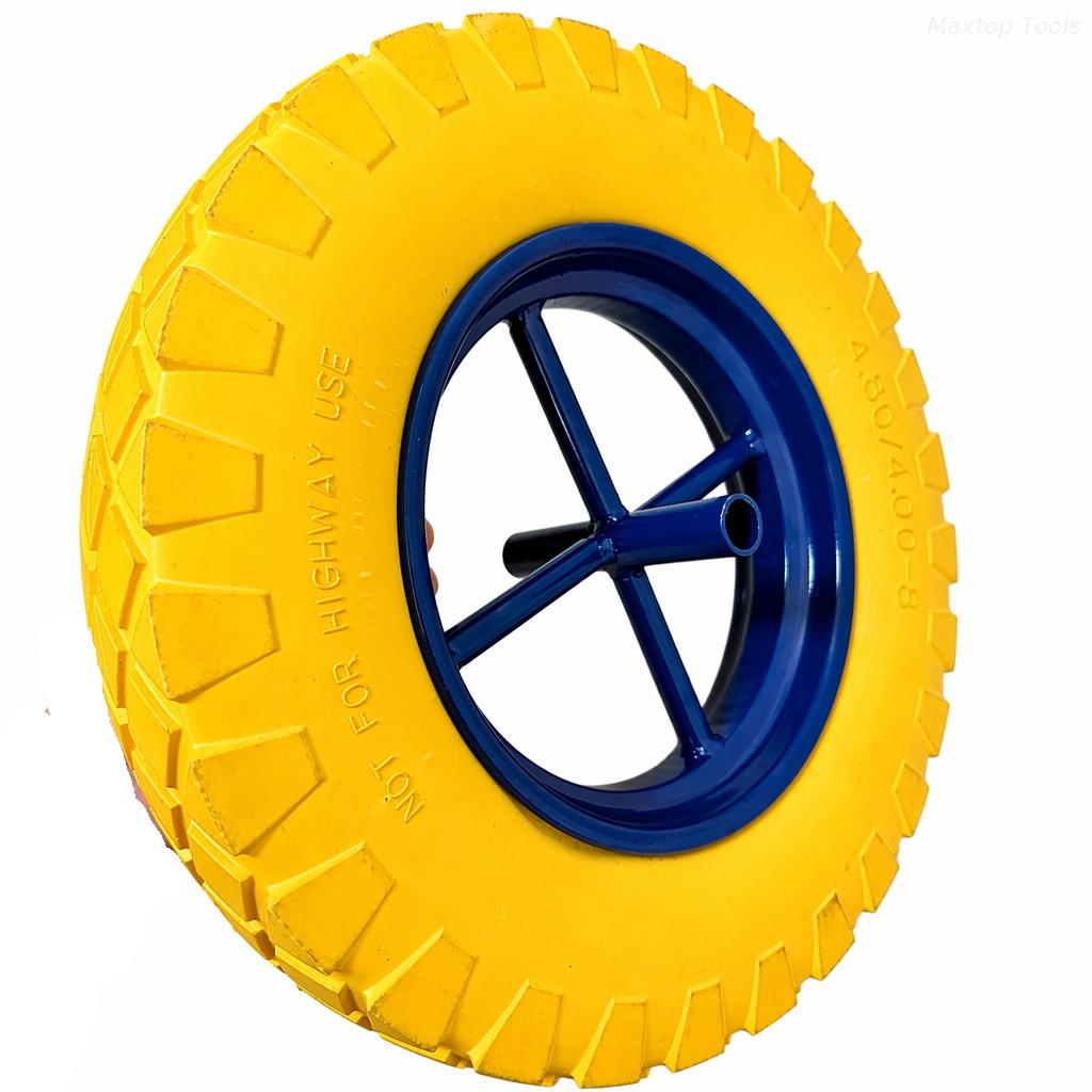 Rueda de espuma de PU 4.80/4.00-8 Llanta de acero de ∅20x120 mm para carretilla 